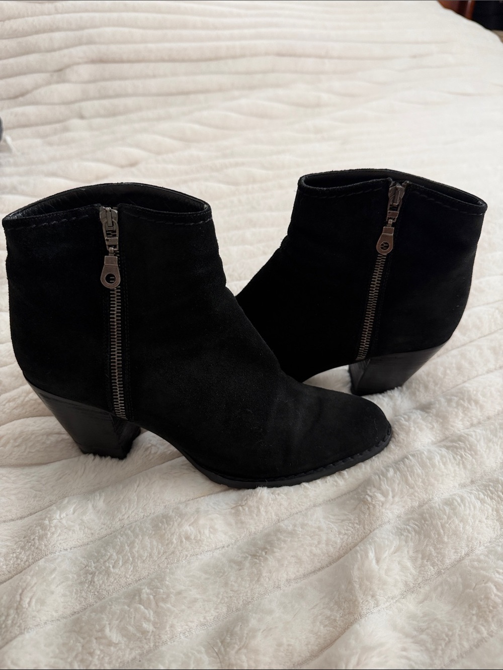 Stuart Weitzman Black Suede-Look Ankle Boots